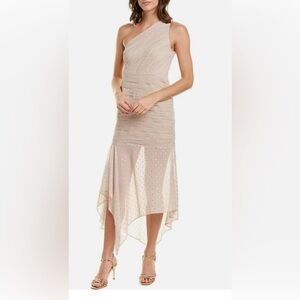 Halston Heritage Asymmetrical Beige Dress